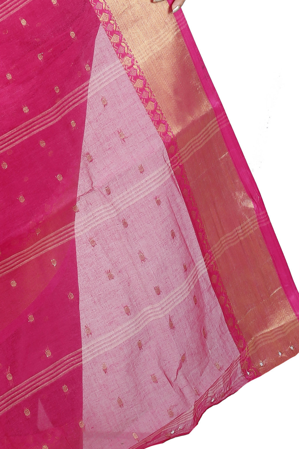 Pink Pure Cotton JoriPar Tant Saree (5174)